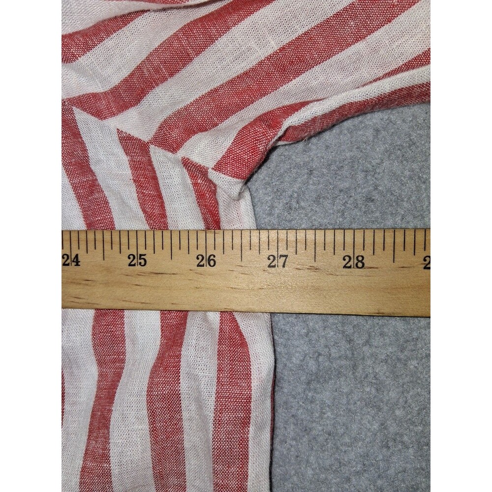 Cato Linen Blend Peasant Tunic Top Womens L Red White Striped Coastal Grandma - Picture 9 of 14